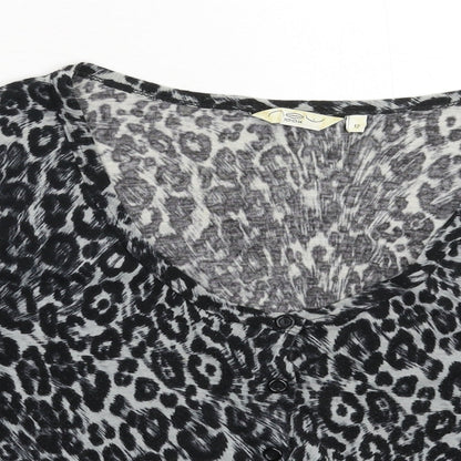 Womens UK Size 12 New Look Grey Basic Button-Up