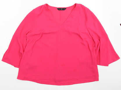 F&F Womens Pink  Satin Basic Blouse Size 14