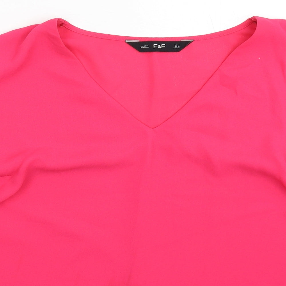 F&F Womens Pink  Satin Basic Blouse Size 14