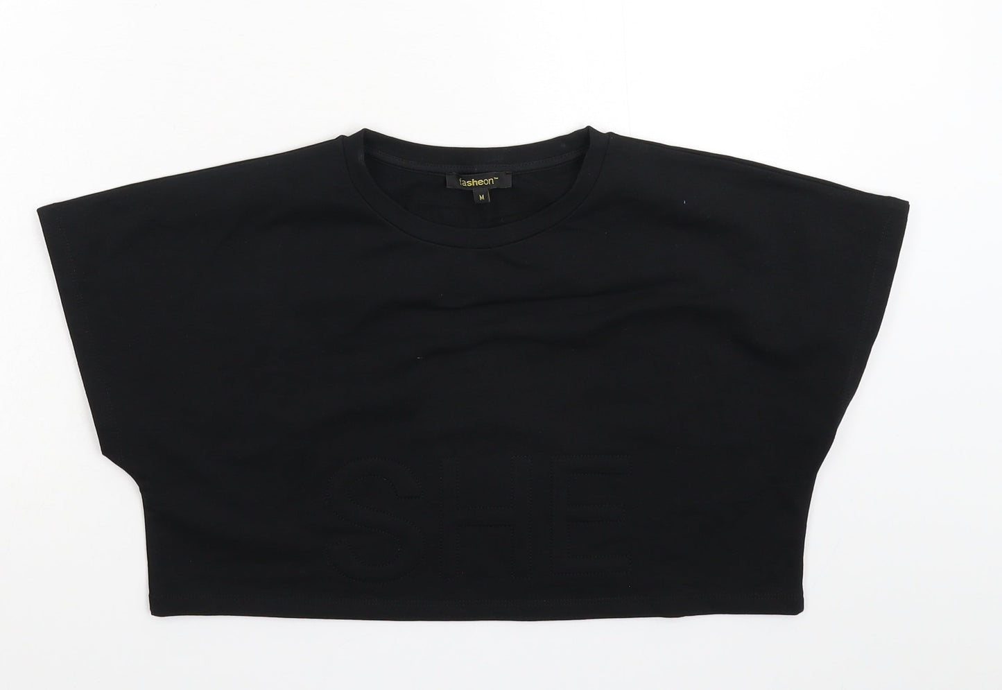 Fasheon Womens Black   Cropped T-Shirt Size M