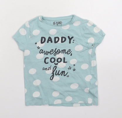 F&F Boys Blue Polka Dot  Basic T-Shirt Size 4-5 Years