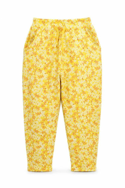 Next Girls Yellow Floral  Sweatpants Trousers Size 9 Months