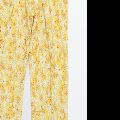 NEXT Girls Yellow Floral  Sweatpants Trousers Size 9 Months
