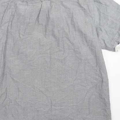 Mens UK Size L Cedar Wood State Grey  Button-Up Short Sleeve Casual Shirt