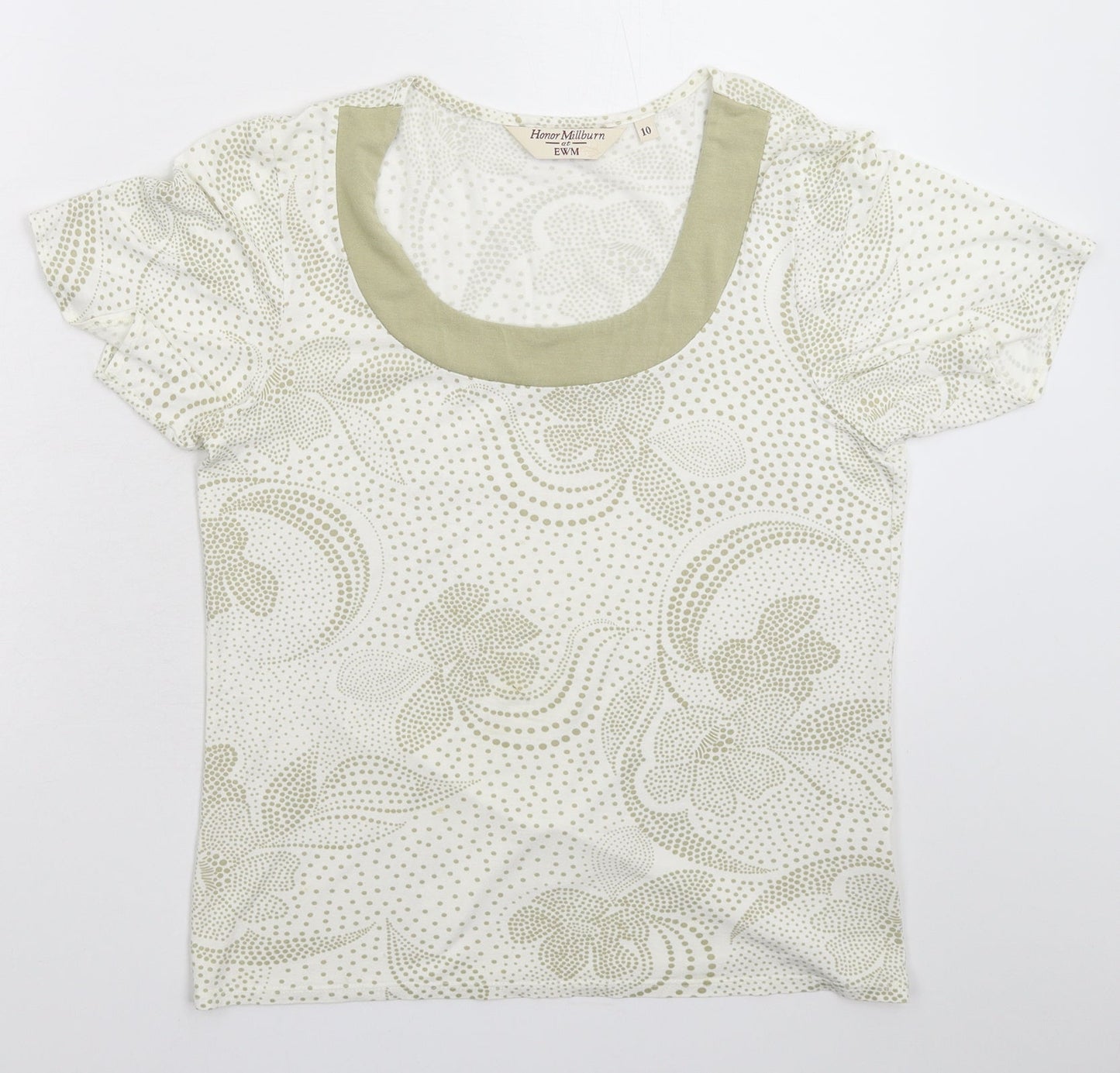 EWM Womens White Polka Dot  Basic T-Shirt Size 10