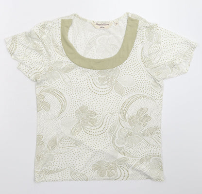 EWM Womens White Polka Dot  Basic T-Shirt Size 10