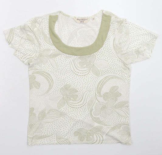 EWM Womens White Polka Dot  Basic T-Shirt Size 10