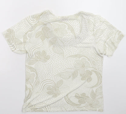 EWM Womens White Polka Dot  Basic T-Shirt Size 10