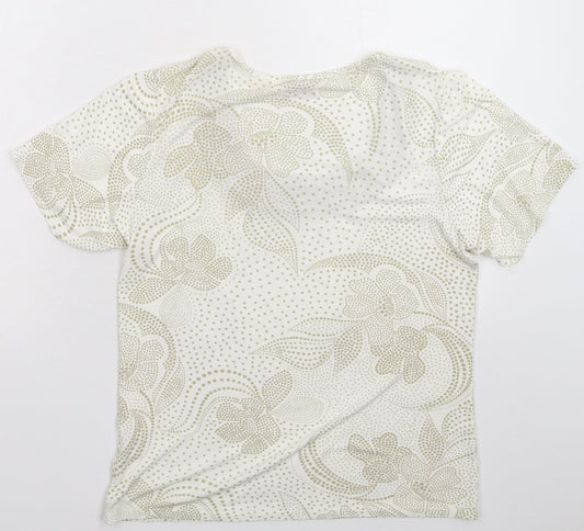 EWM Womens White Polka Dot  Basic T-Shirt Size 10