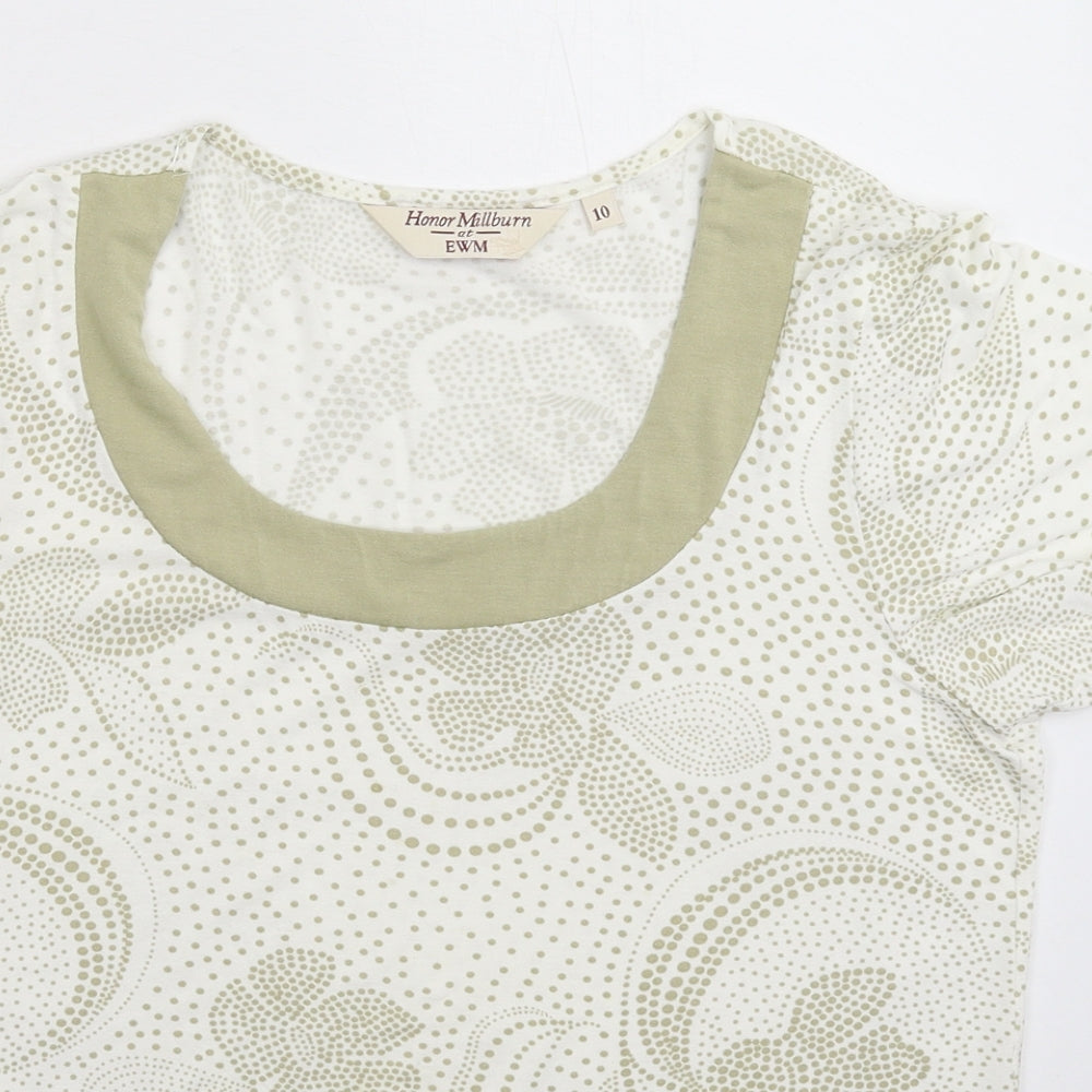 EWM Womens White Polka Dot  Basic T-Shirt Size 10