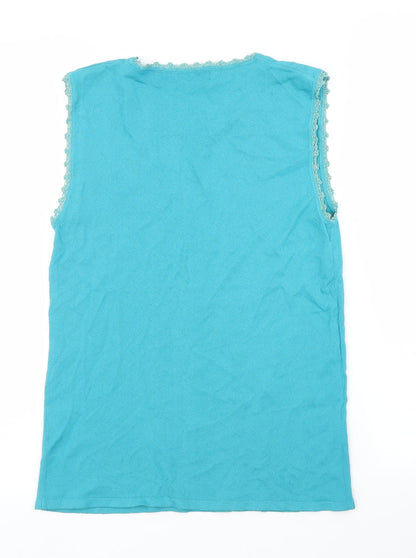 Cordelia Womens Blue Floral  Basic Blouse Size 14