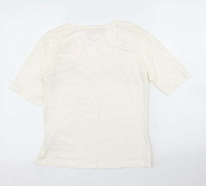 Hammer Womens Ivory Floral  Basic T-Shirt Size S