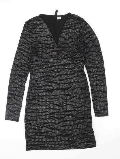 H&M Womens Silver Animal Print  A-Line  Size S  - Zebra print