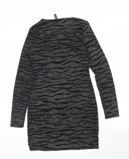 H&M Womens Silver Animal Print  A-Line  Size S  - Zebra print