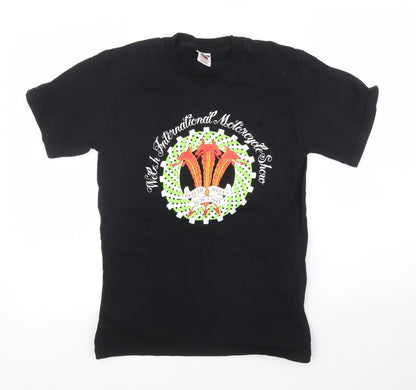 Mens UK Size S Fruit of the Loom Black  T-Shirt