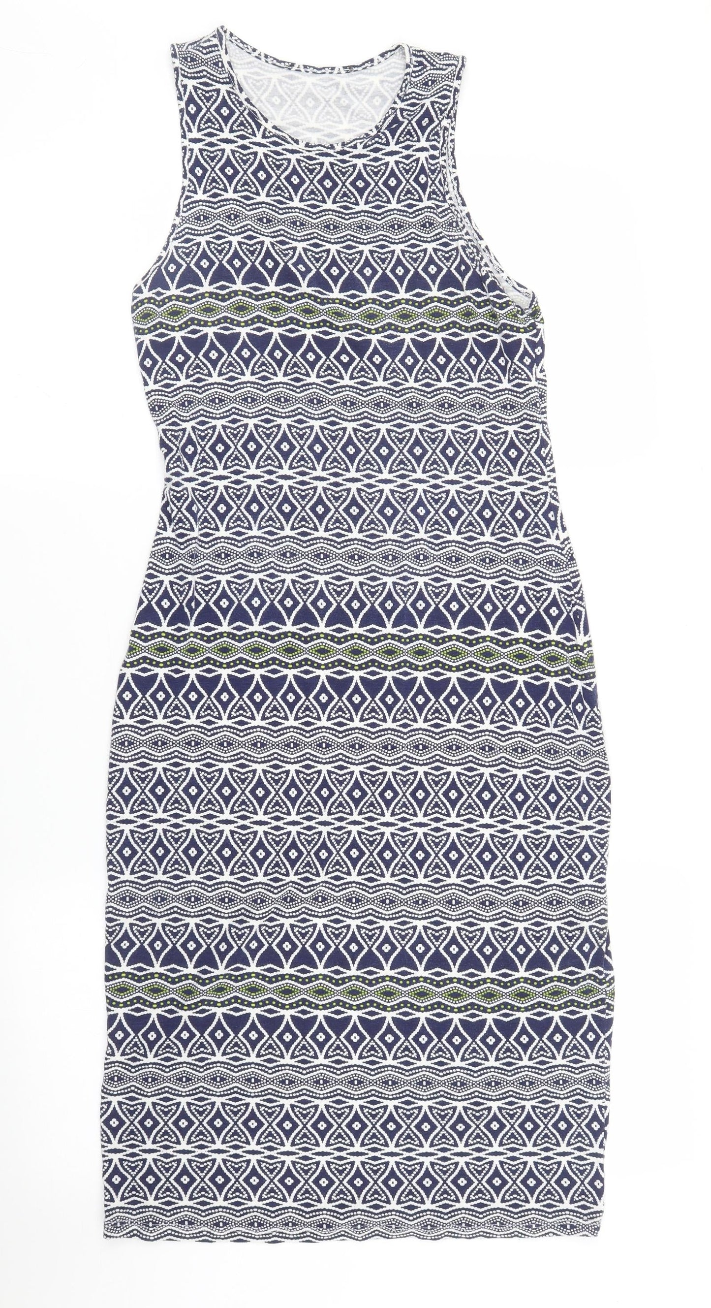 Preworn Womens Blue Geometric  Tank Dress  Size S