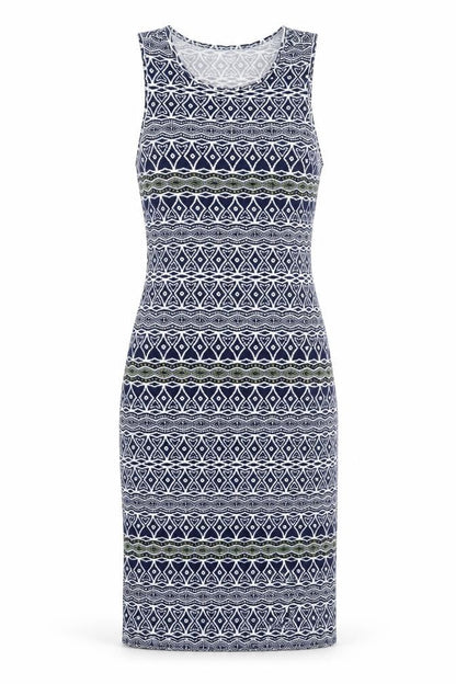 Womens Blue Geometric  Tank Dress  Size S