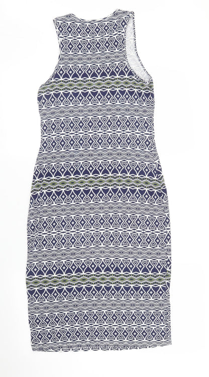 Preworn Womens Blue Geometric  Tank Dress  Size S