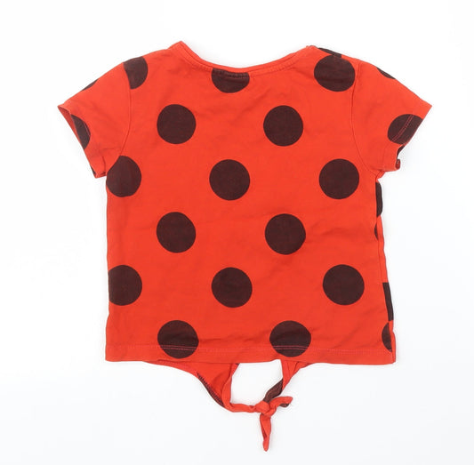 Primark Girls Red Polka Dot  Basic T-Shirt Size 2 Years