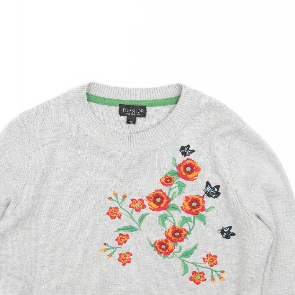 Womens UK Size 6 Topshop Grey Pullover Jumper