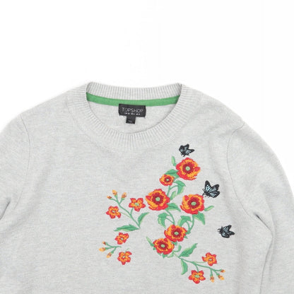 Womens UK Size 6 Topshop Grey Pullover Jumper