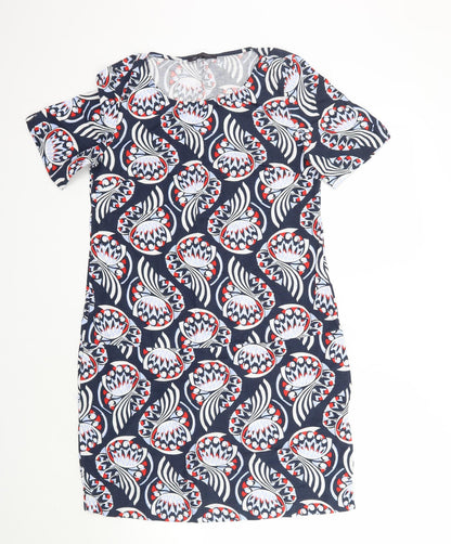 Marks and Spencer Womens Blue Geometric  A-Line  Size 10