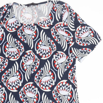 Marks and Spencer Womens Blue Geometric  A-Line  Size 10