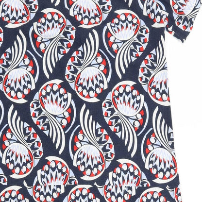 Marks and Spencer Womens Blue Geometric  A-Line  Size 10