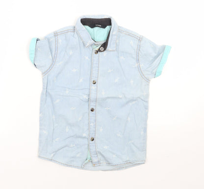George Boys Blue   Basic Button-Up Size 4-5 Years  - Sharks