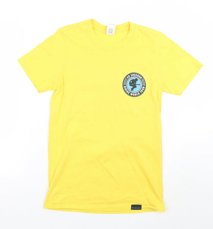 Womens UK Size S Gildan Yellow Basic T-Shirt
