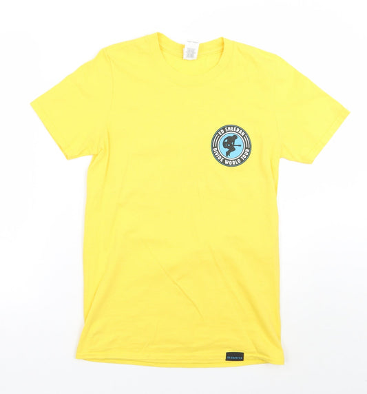 Womens UK Size S Gildan Yellow Basic T-Shirt