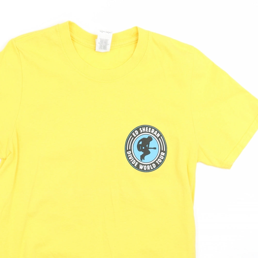Womens UK Size S Gildan Yellow Basic T-Shirt