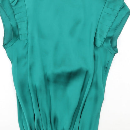 Womens UK Size 10 Star Green Camisole Blouse