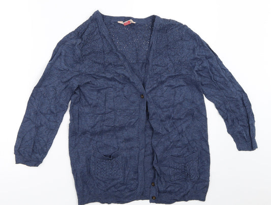 Womens UK Size 10 Matalan Blue Cardigan Jumper