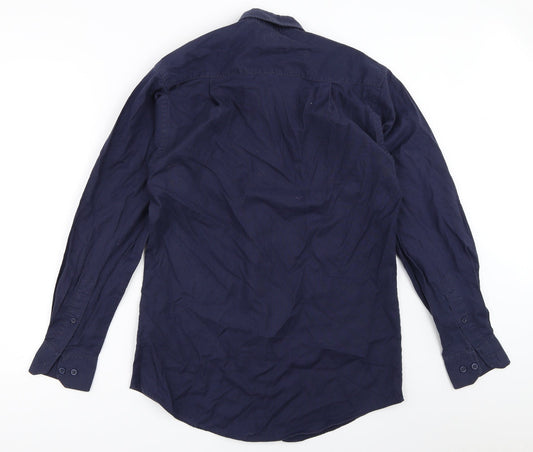 Mens UK Size 14.5 Premier Blue  Button-Up Long Sleeve Casual Shirt
