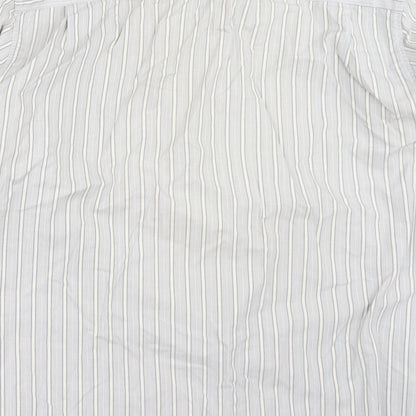 St Michael Mens Grey Striped   Button-Up Size 15.5
