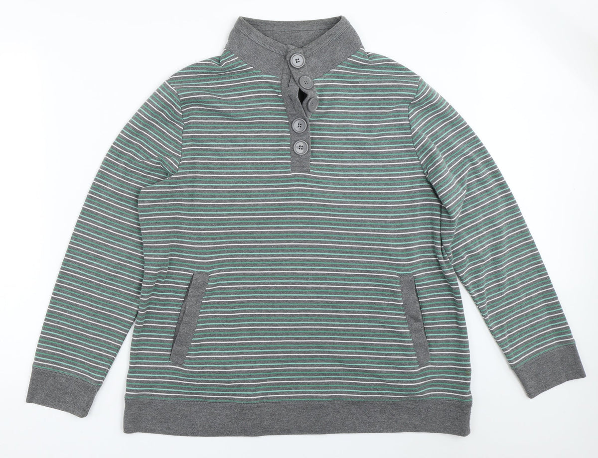 Bonmarché Womens Grey Striped  Pullover Sweatshirt Size L