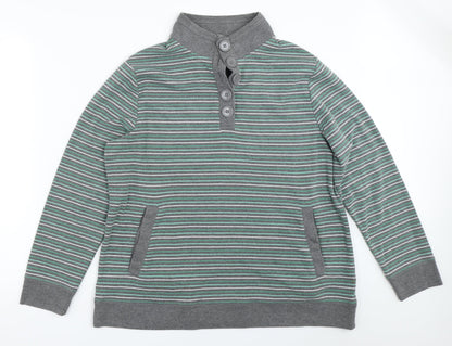 Bonmarché Womens Grey Striped  Pullover Sweatshirt Size L