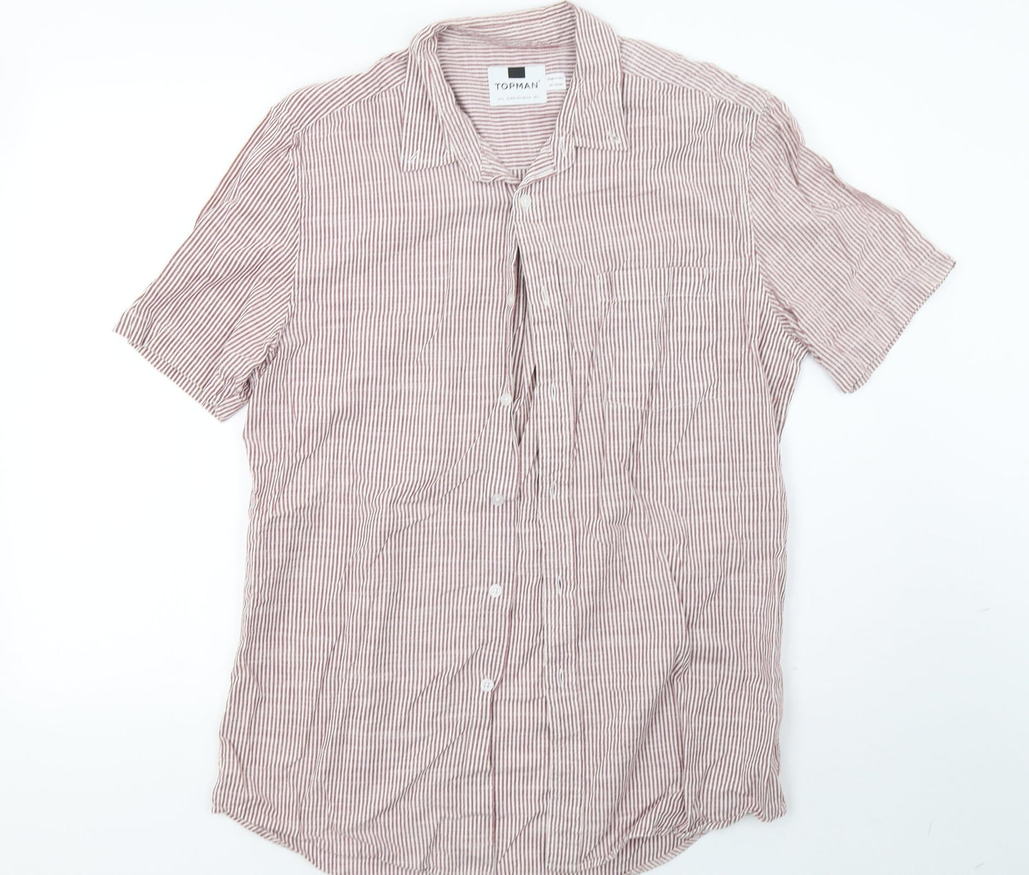 Mens UK Size L Topman Red  Button-Up Sleeveless Casual Shirt