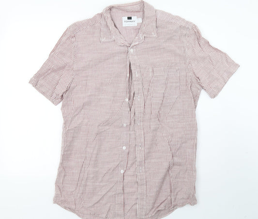 Topman Mens Red Striped   Button-Up Size L