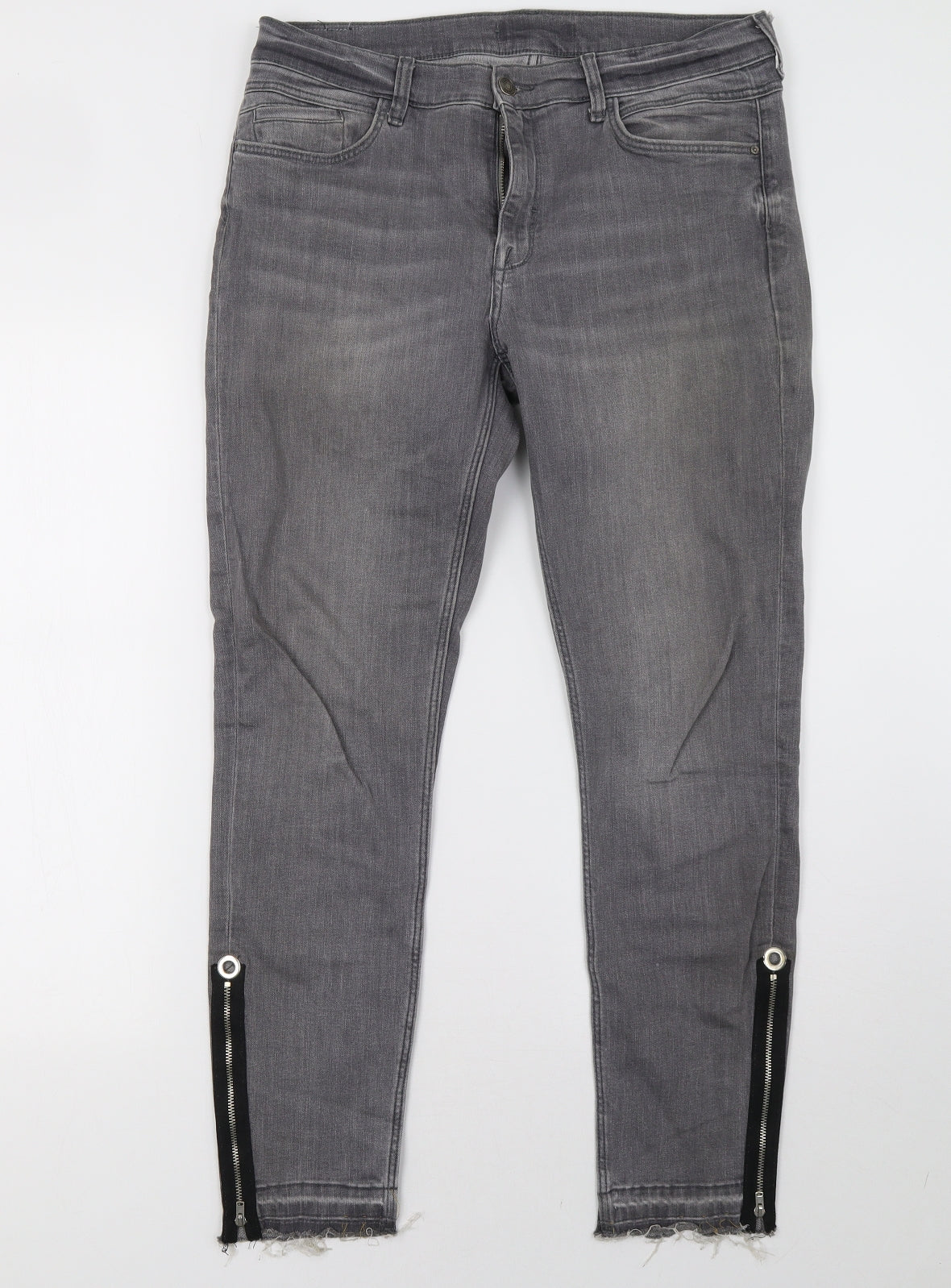 Zara Womens Grey  Denim Straight Jeans Size 32 L28 in