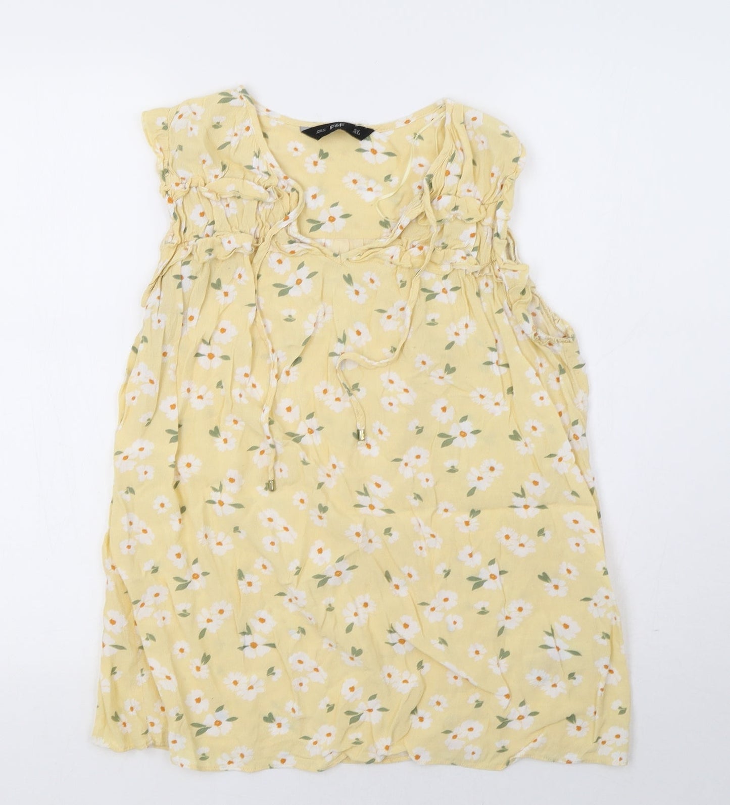 F&F Womens Yellow Polka Dot  Basic Tank Size 12