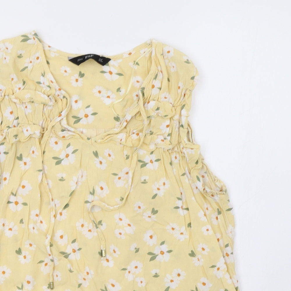 F&F Womens Yellow Polka Dot  Basic Tank Size 12