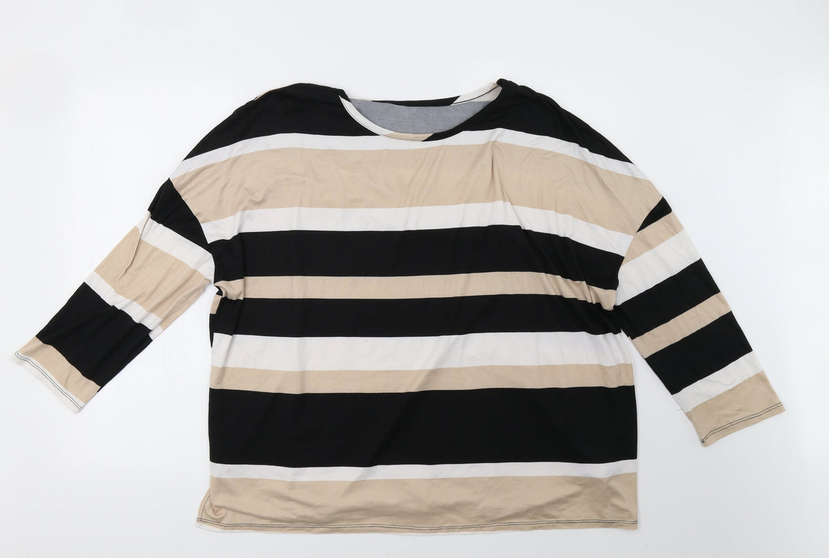 Pep&Co Womens Beige Striped  Pullover Sweatshirt Size 16