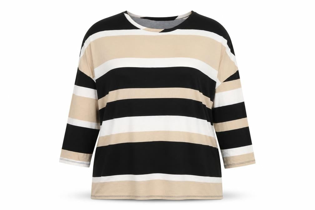 Pep&Co Womens Beige Striped  Pullover Sweatshirt Size 16