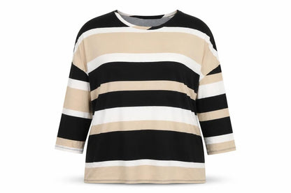 Pep&Co Womens Beige Striped  Pullover Sweatshirt Size 16