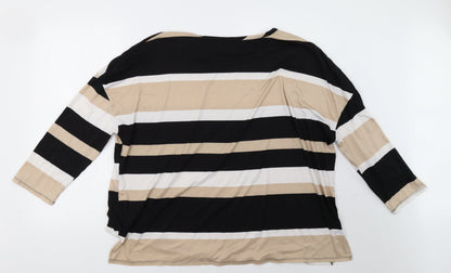 Pep&Co Womens Beige Striped  Pullover Sweatshirt Size 16