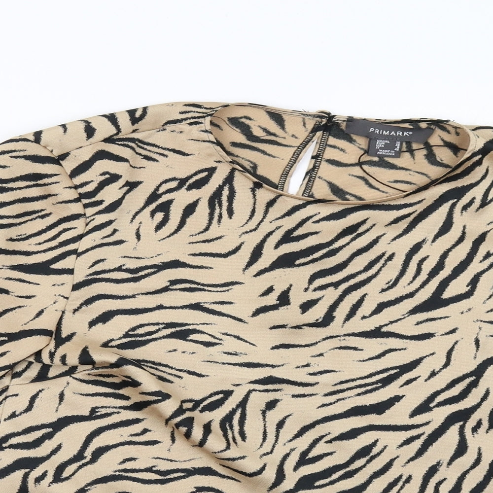 Primark Womens Brown Animal Print  Basic Blouse Size 10
