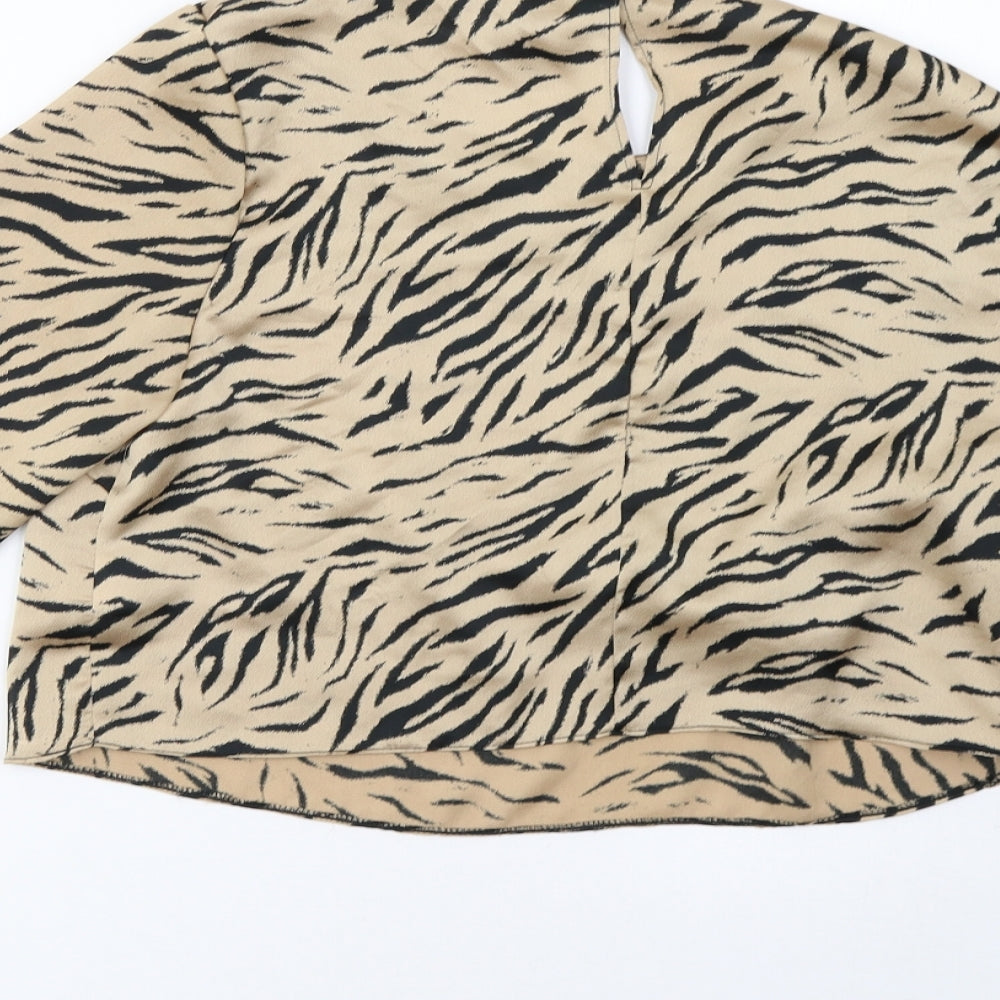 Primark Womens Brown Animal Print  Basic Blouse Size 10