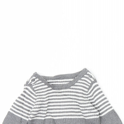 Preworn Baby Grey Striped  Pullover Jumper Size 3-6 Months